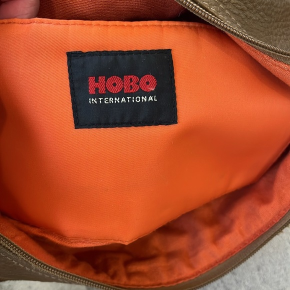 🤎 Hobo International Large Leather Tan / Gold / Grey Bag Long Strap - Picture 7 of 11